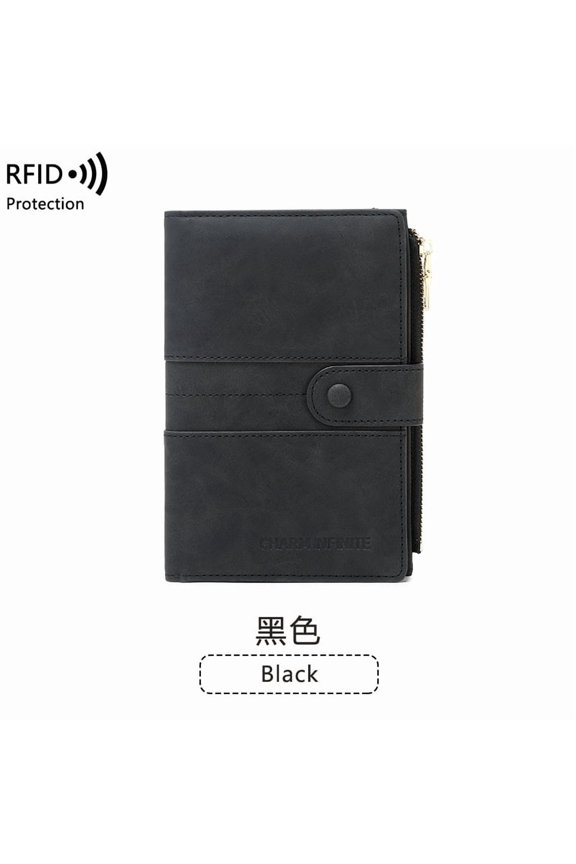 New anti-scan RFID passport holder with zipper and buckle, multifunctional travel passport bag