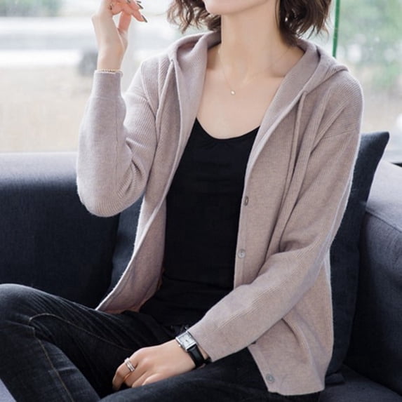 New arrrival Spring and Autumn style Soft plus size long-sleeve knitted outerwear hooded cardigan sweater women coats