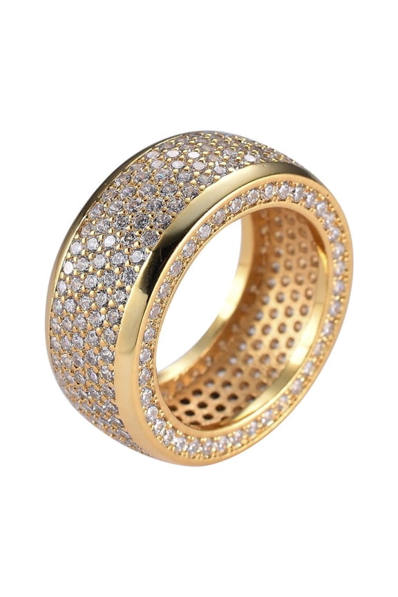 New beautiful 14K Yellow Gold Be Love Row Of Hearts ring Eternal Paving Five row ring Classic villain Evil Queen ring