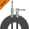 thumbnail image 1 of New bee Guitar cable 10 ft Electronic Instrument Bass Amplifier cable 6.35mm plug Strong Right Angle/L-shape optional compatible effect/bass/electric guitar,Black, 1 of 9