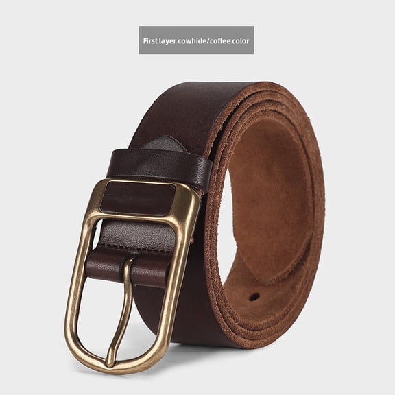 New belt leather pin buckle genuine versatile men's belt retro casual pure first layer cowhide belt middle-aged and young people