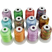 New brothread 12 Colors Variegated Polyester Embroidery Machine Thread Kit 500M Each Spool Compatible with Brother Janome Babylock Singer Pfaff Bernina Embroidery and Sewing Machines-Assortment1
