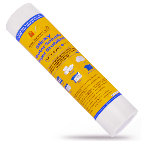 New brothread 12"x5YDS Sticky Water Soluble Embroidery Stabilizer Printable Paper Stabilizer - Medium Weight - Allowed for Print or Draw Patterns Best for Hand & Machine Embroidery