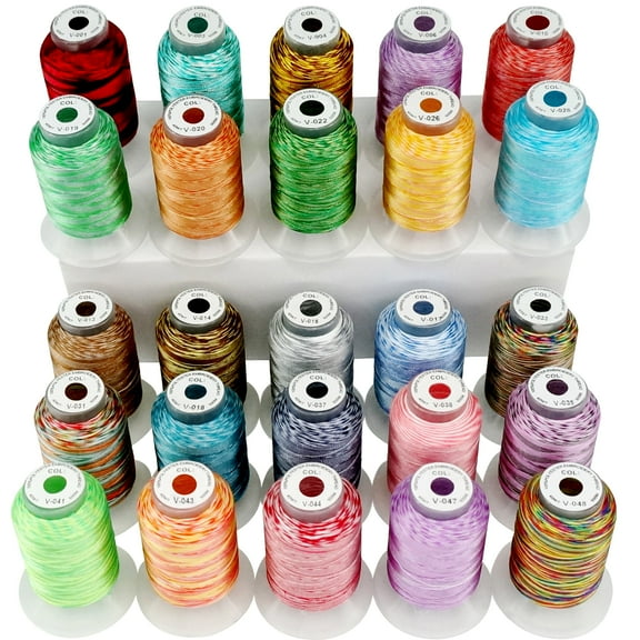 New brothread 25 Colors Variegated Polyester Embroidery Machine Thread Kit 500M (550Y)