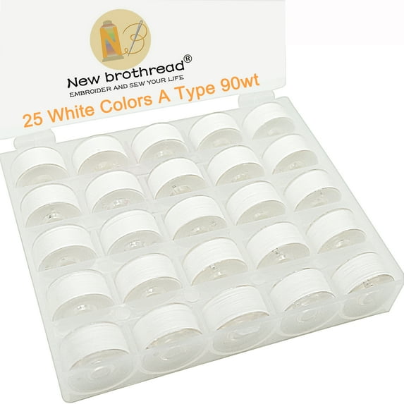 New brothread 25pcs White 90WT Prewound Bobbin Thread Size A SA156