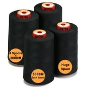 New brothread 4 Large Cones of Polyester Sewing Serger Quilting Thread - 5500Y (5000M) - Black