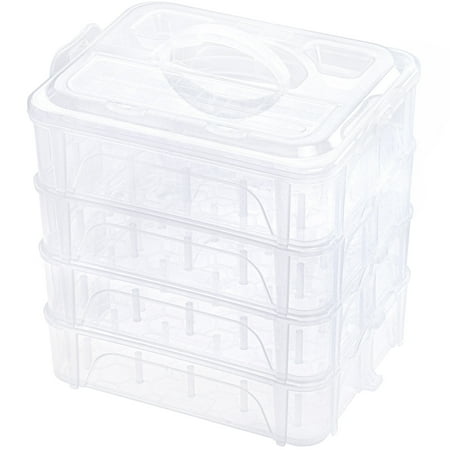 New brothread 4 Layers Stackable Clear Storage Box/Organizer for Holding 80 Spools Home Embroidery & Sewing Thread and Other Embroidery Sewing Crafts (Spool Size Requirement: H=2.2"; W=1.69")