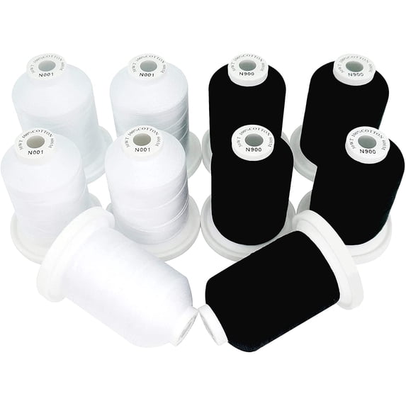 New brothread 5 White+5 Black 100% Mercerized Cotton Thread 30WT 600M(660Y)