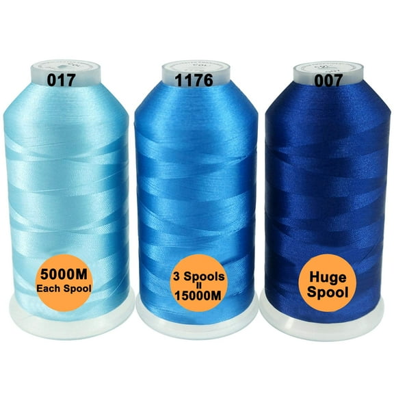 New brothreads - 40 Options- Various Assorted Color Packs of Polyester Embroidery Machine Thread Huge Spool 5000M for All Embroidery Machines -Different Blues