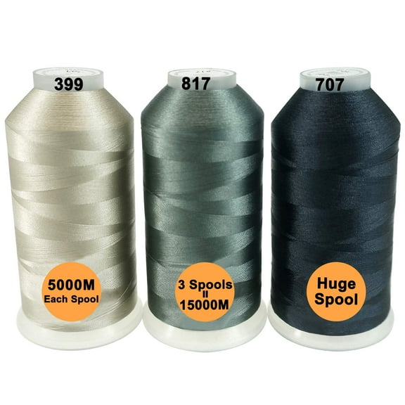 New brothreads - 40 Options- Various Assorted Color Packs of Polyester Embroidery Machine Thread Huge Spool 5000M for All Embroidery Machines -Different Grays