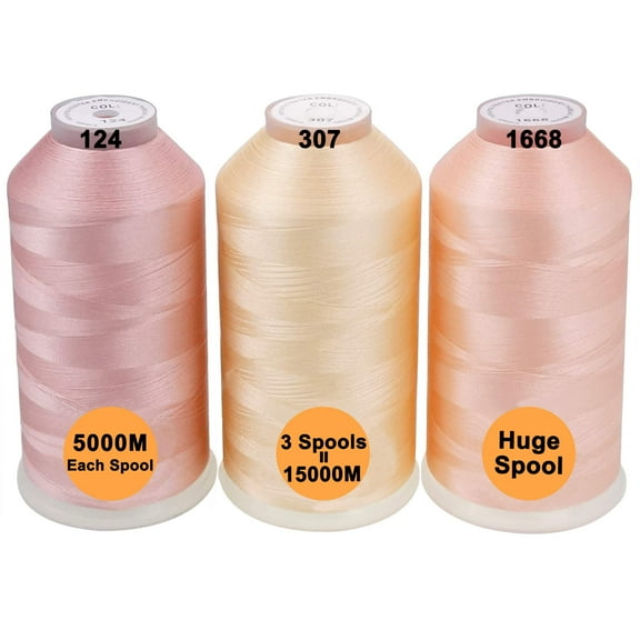 New brothreads - 40 Options- Various Assorted Color Packs of Polyester Embroidery Machine Thread Huge Spool 5000M for All Embroidery Machines -Flesh Colors