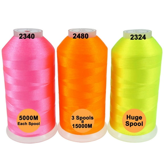 New brothreads - 40 Options- Various Assorted Color Packs of Polyester Embroidery Machine Thread Huge Spool 5000M for All Embroidery Machines -Neon Colors 1
