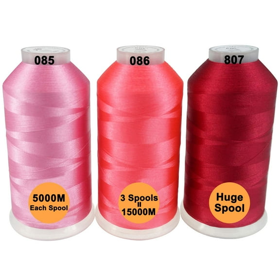 New brothreads - 40 Options- Various Assorted Color Packs of Polyester Embroidery Machine Thread Huge Spool 5000M for All Embroidery Machines -Pink/Rose/Carmine