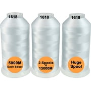 New brothread 5000M Huge Spool Polyester Embroidery Machine Thread 3xWhite