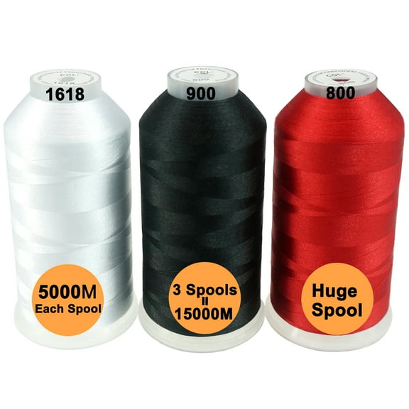 New brothread 5000M Huge Spool Polyester Embroidery Machine Thread Basic Color 1