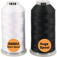 thumbnail image 1 of New brothread 5000M Huge Spool Polyester Embroidery Machine Thread White+Black, 1 of 7