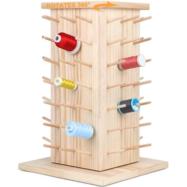 New brothread 84 Spools 360° Fully Rotating Wooden Thread Rack/Thread Holder Organizer for Sewing, Quilting, Embroidery, Hair-braiding and Jewelry