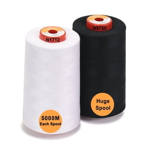 New brothread Polyester Sewing Serger Quilting Thread - 5500Y (5000M) - 1 White + 1 Black