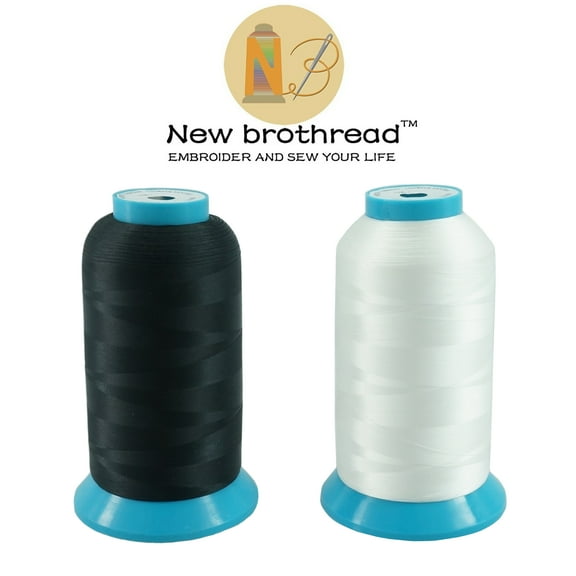New brothread Set of 2 (Black+White) Huge Spool 5000M (5500Y) Bobbin Thread for Embroidery and Sewing Machines