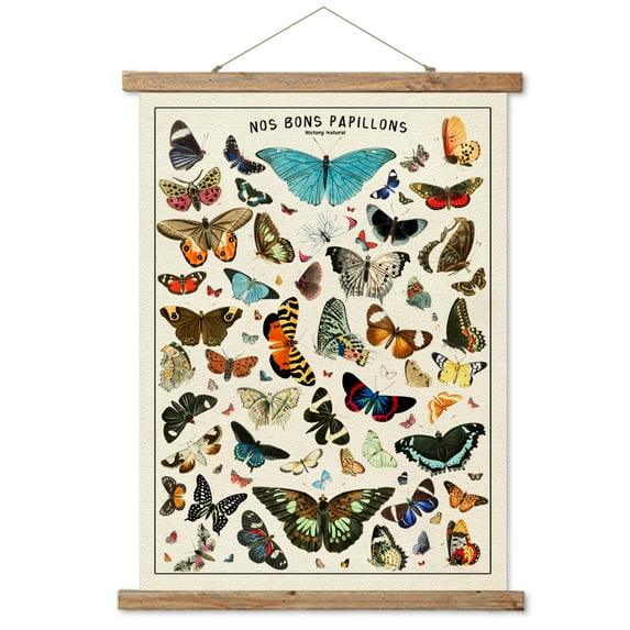 New butterfly Poster, Handmade Vintage Poster with Wooden Frame