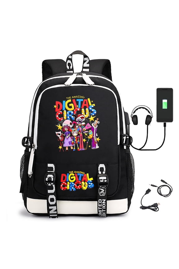 New cartoon anime cool digital fun circus cute print large-capacity backpack for students, campus outdoor sports, and laptop use