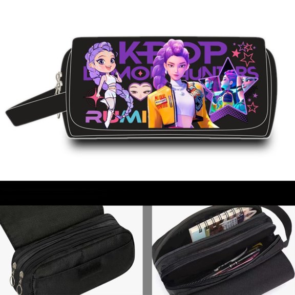 New cartoon anime two-dimensional creative printed stationery box pencil case, double-layer large-capacity student flip-top pencil case gift pen holder