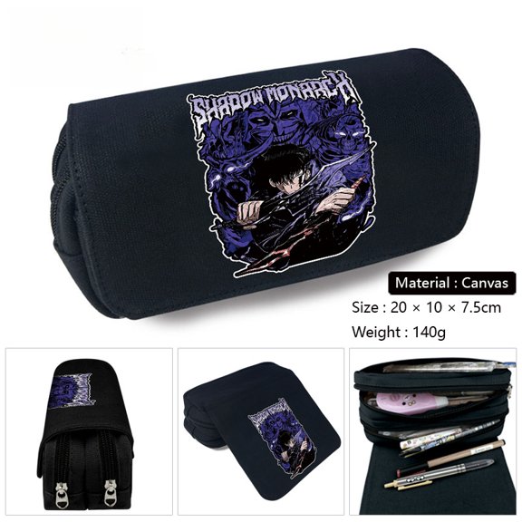 New cartoon anime two-dimensional uniquely upgraded printed merchandise, large-capacity student canvas pencil case with double-layer zipper stationery box