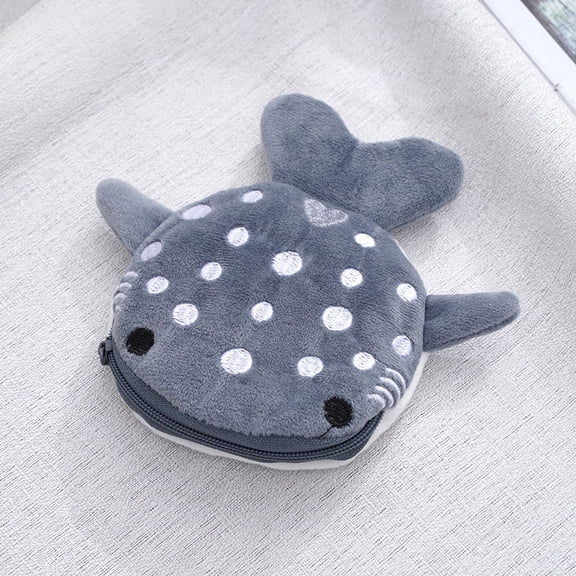 New cartoon shark plush coin purse coin bag cute pendant data cable bag zipper bag small gift