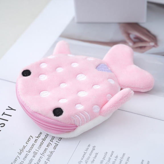 New cartoon shark plush coin purse coin bag cute pendant data cable bag zipper bag small gift