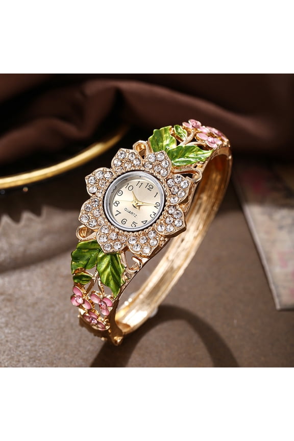 New diamond-encrusted lace quartz watch with decorative fashion alloy bracelet