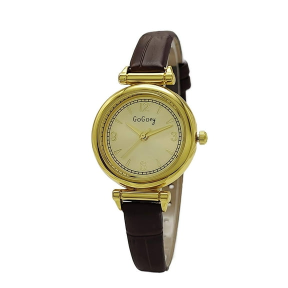 New disc-shaped women's vintage simple gold quartz watch