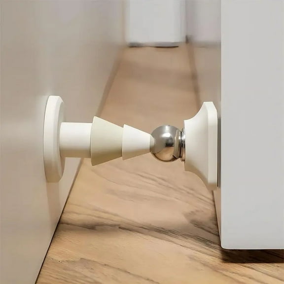 Chumajor Magnetic Door Stoppers, Stainless Steel Door Stops for Wall and Floor Mounting, Door Holder Keep Door Open, No Drilling Door Stop with Adhesive Tapes, White