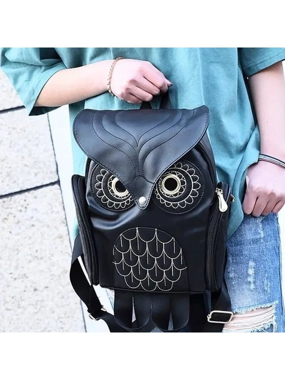 New double-shoulder bag leisure travel bag fashion personality female backpack trend cool PU leather owl women's hot-selling shoulder bag school