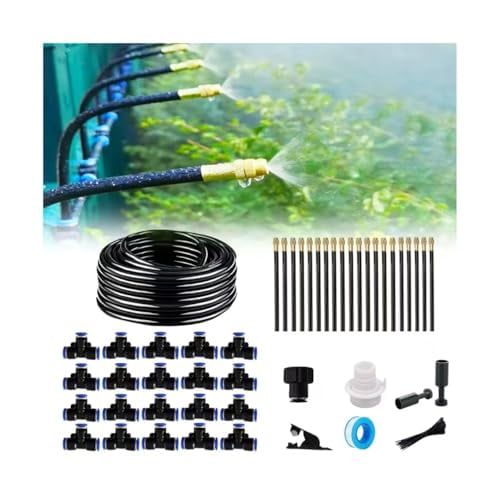 New drip Irrigation kit, Automatic Garden Watering System, Quick Connector and 360-degree Bending Dropper atomizing Copper Nozzle, Garden Plant Lawn Courtyard Watering System. (82FT)