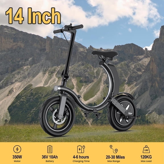 Electric Scooter Folding Design, 14 Inch Tires, 36V 10Ah Battery, 350W Motor