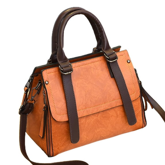 New fashion handbag faux leather retro large-capacity shoulder crossbody bag - claybank