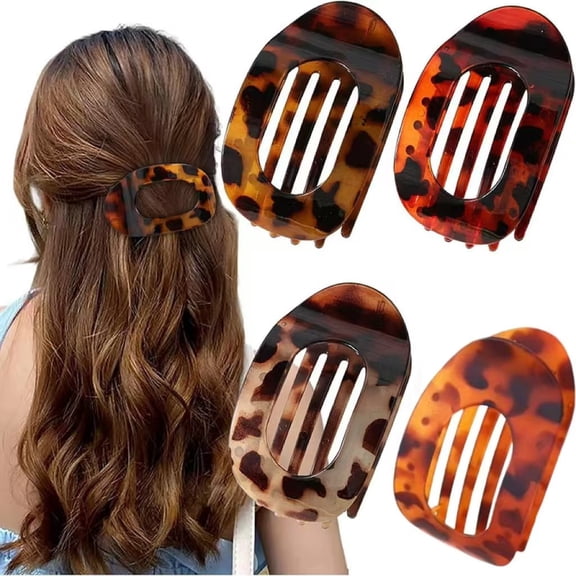 New flat retro elegant oval hair clip with a back of the head disc and a curved arc-shaped design, featuring a shark clip for girls' hair accessories and headwear