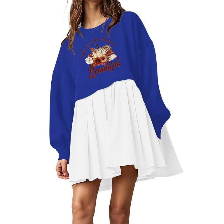 Womens Oversized Sweatshirt Dress Long Sleeve Crewneck Pullover Tops  Relaxed Fit Sweatshirts Mini Dress 