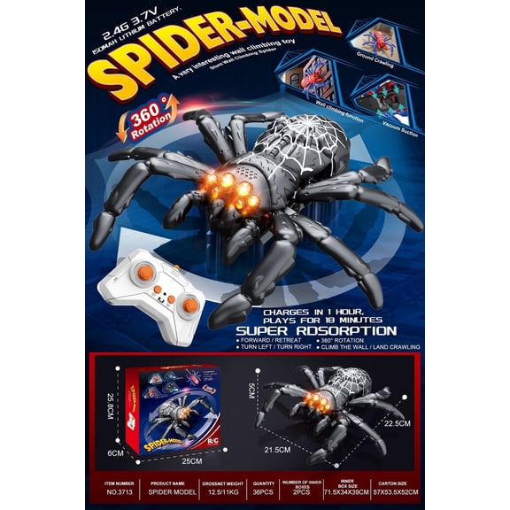 New foreign trade children's remote control electric smart toy 360 ° rotating wall climbing spider Halloween gift