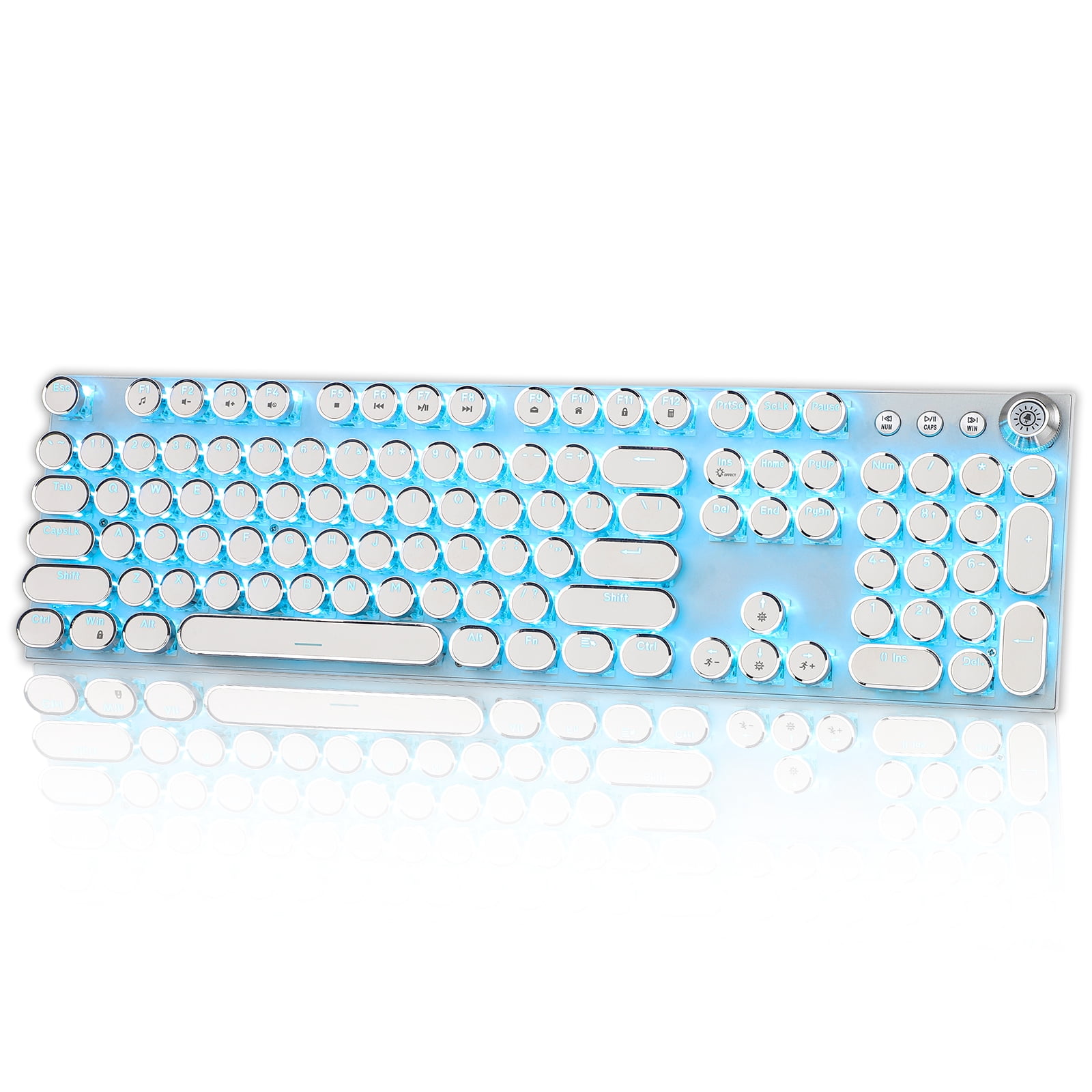 Hnjugfe Mechanical Gaming Keyboard with 4-Color Mouse Light & Tea Switch, Multi-Functional Volume Knobs