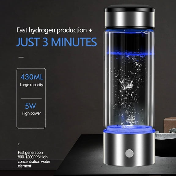 New hydrogen water bottle, 425ml H2/O2 separation, 3-min fast H2 production, portable health cup.