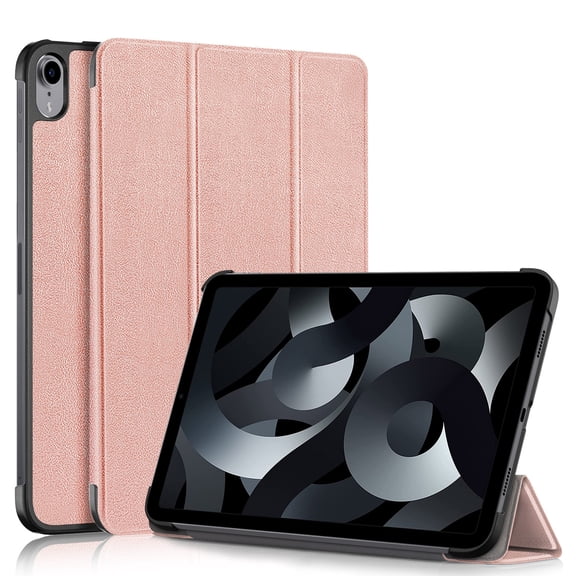 New iPad (2022) Case, Dteck Slim Tri-Fold Standing Protective Case with Hard Back Shell for Apple iPad 10th Generation 2022 10.9 inch, Rosegold