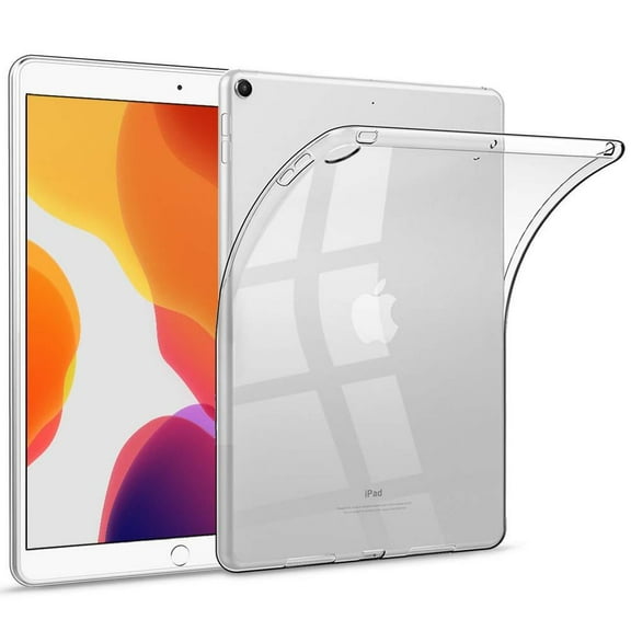 For New iPad 7th Generation 10.2" 2019, Shockproof Impact Resistant Flexible Soft Transparent Clear TPU Protective Shell with Air Cushion Case Cover with Tempered Glass Screen Protector - Clear