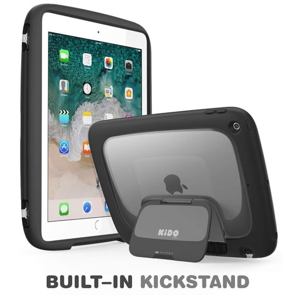 New iPad 9.7 2018/2017 Case for kids, Mumba iPad 9.7 Inch Protective Case for Apple iPad 5th/6th Generation [Kido Series] [Kickstand] [Shoulder Strap](Black)