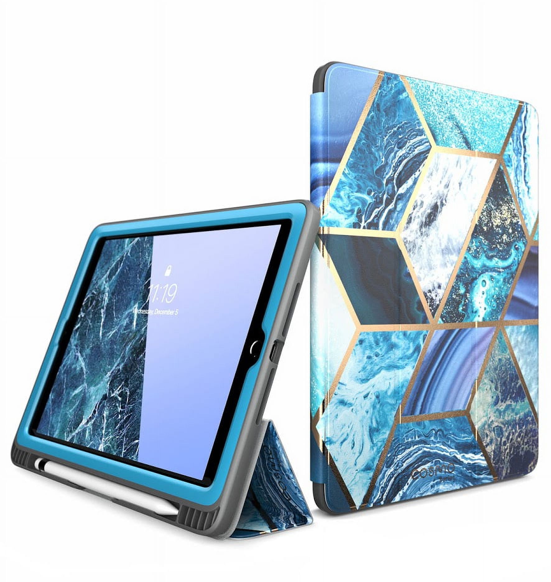 New iPad 9.7 Case 2018/2017, [Built-in Screen Protector] i-Blason [Cosmo] Full-Body Trifold Stand Protective Case Cover with Auto Sleep/Wake & Apple Pencil Holder for Apple iPad 9.7 Inch (Blue)