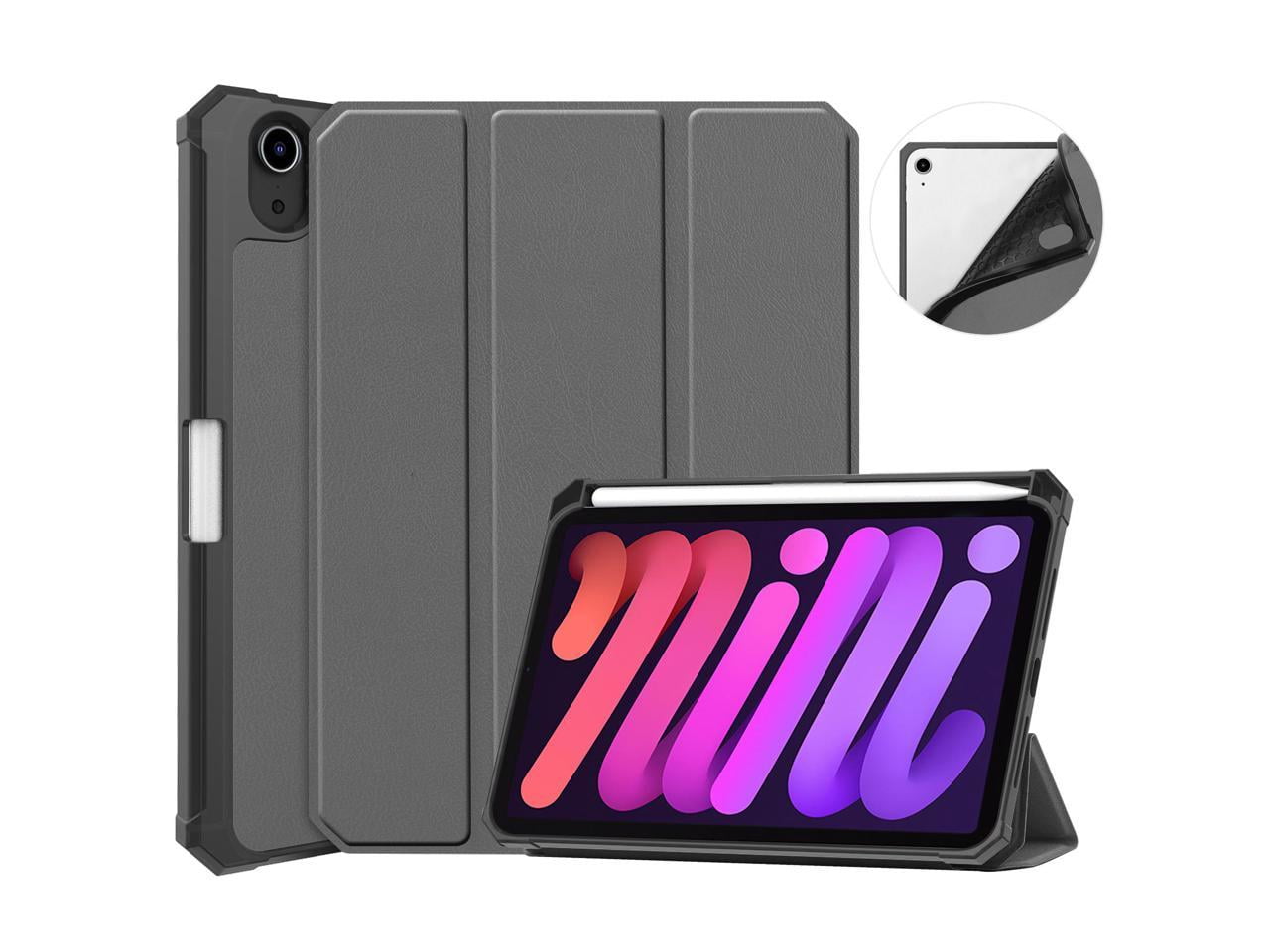 New iPad Mini 6 Case 2021 with Pencil Holder - [Full Body Protection + 2nd Gen Apple Pencil Charging + Auto Wake/Sleep], Soft TPU Back Cover for 2021 iPad Mini 6th Generation 8.3 inch