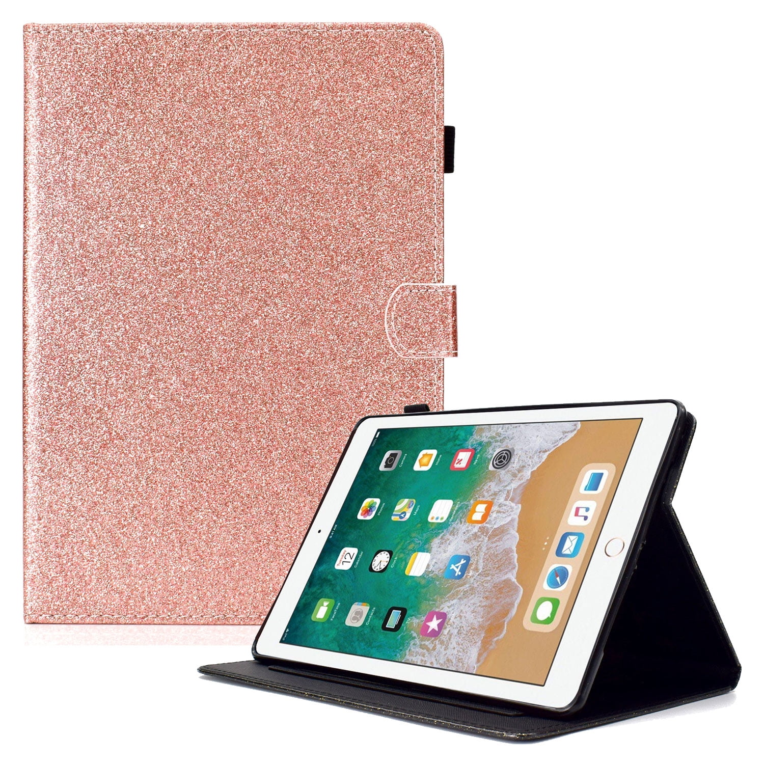 New iPad Pro 11 Inch Case 2018 Released, Allytech PU Leather Glitter Sparke Slim Fit Folio Stand Auto Sleep Wake [Pencil Holder] Protective Cards Holder Wallet Case for Apple iPad Pro 11", Rosegold