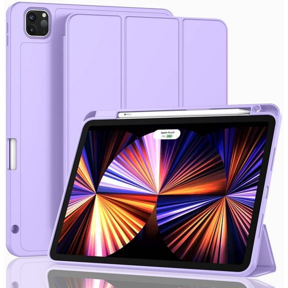 New iPad Pro 11 Inch Case 2021(3rd Gen)/2020(2nd Gen) with Pencil Holder,Smart iPad Case [Support Touch ID and Auto Wake/Sleep] with Auto 2nd Gen Pencil Charging (Clove Purple)