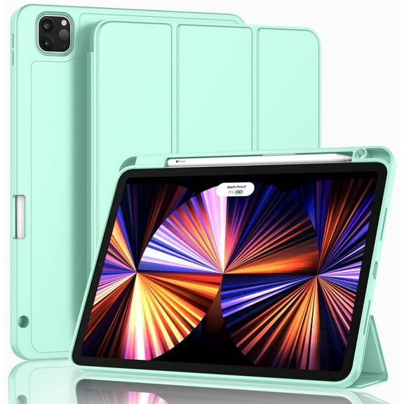 New iPad Pro 11 Inch Case 2021(3rd Gen)/2020(2nd Gen) with Pencil Holder,Smart iPad Case [Support Touch ID and Auto Wake/Sleep] with Auto 2nd Gen Pencil Charging (Light Green)