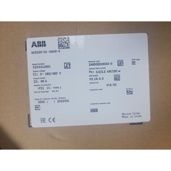 New in Box ACS550-01-06A9-4 Inverter 380V 3KW Fast Shipping 1-Year-Warranty